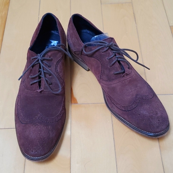 John Varvatos Handmade Suede Brouge Oxford Wingtip - Picture 2 of 7